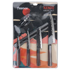 Set 4 cuchillos de cocina Kendo + Afilador y Barra magnética Fissman
