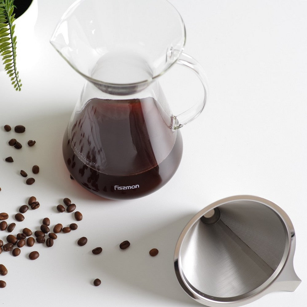 Cafetera Manual Pour Over 900ml Filtro De Acero Fissman