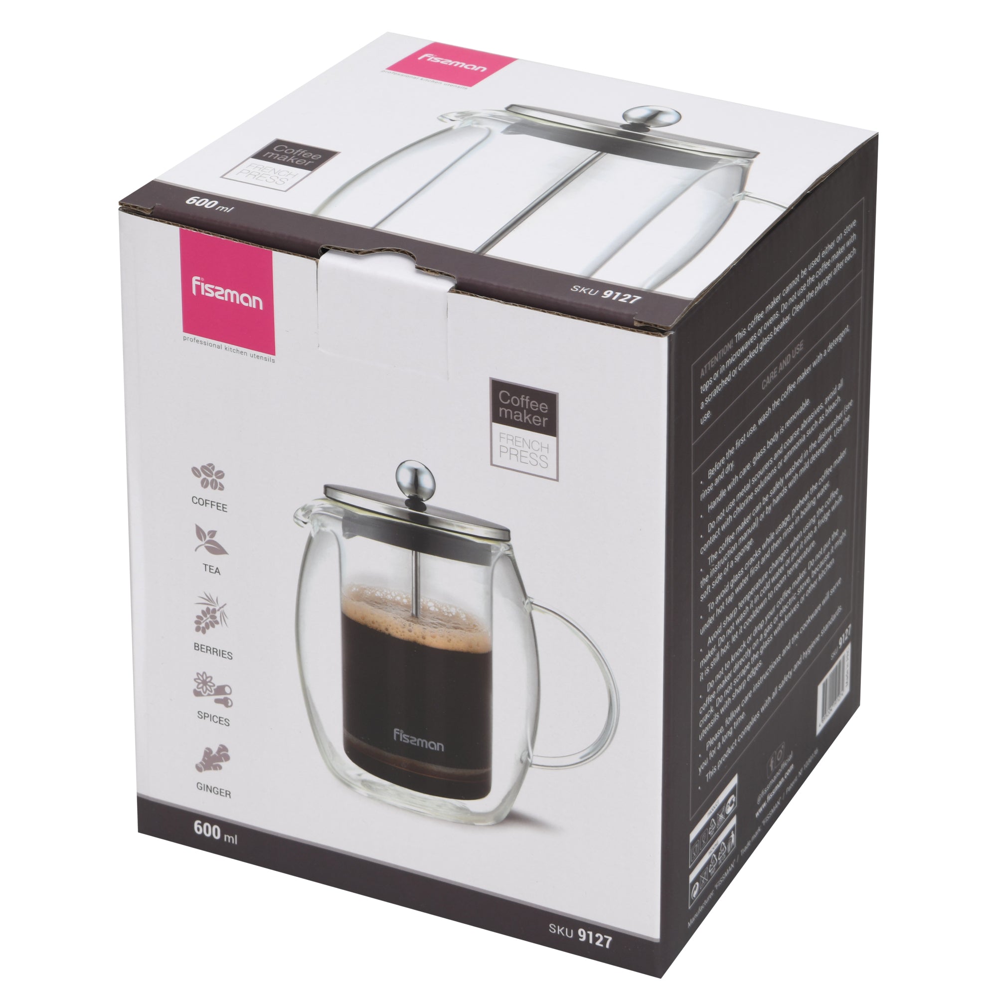 Cafetera Prensa Francesa Fat 600ml Transparente Fissman