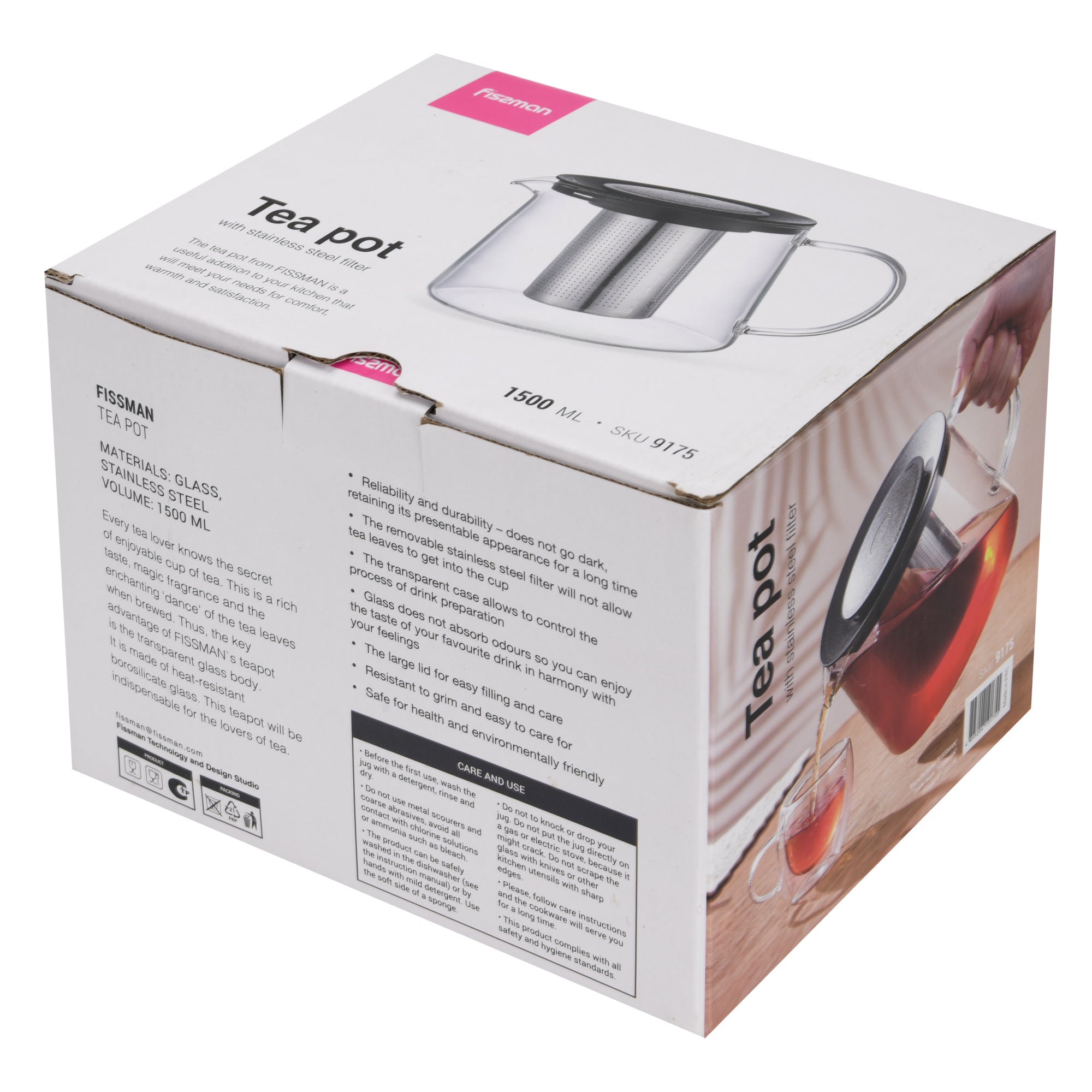 Tetera De Vidrio Con Infusor Central 1500 Ml Fissman