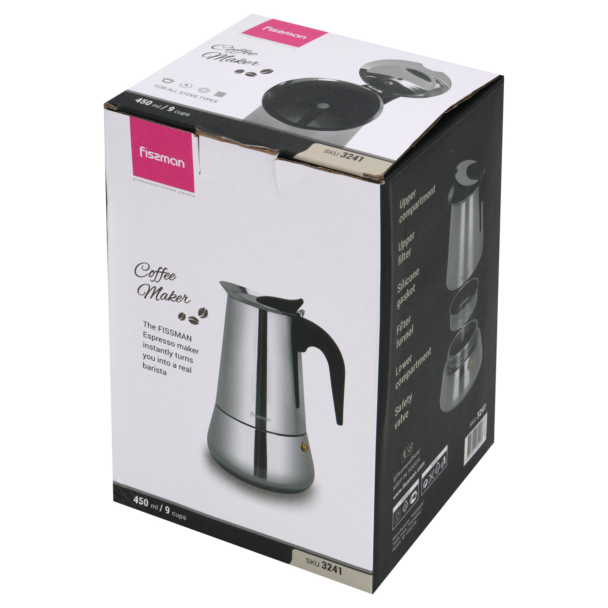 Cafetera Italiana Acero Geyser 450ml Fissman