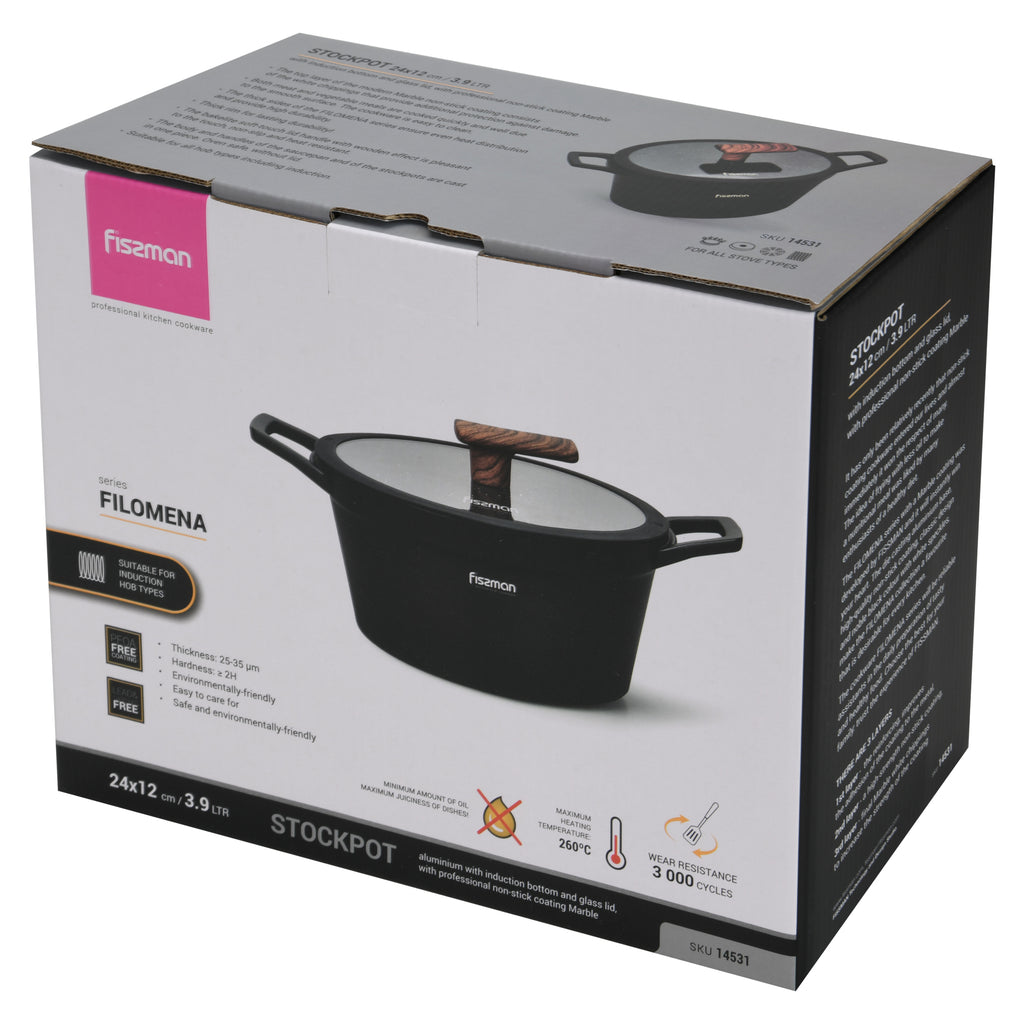 Olla Antiadherente Filomena Con Tapa De Cristal 3.9 litros Fissman