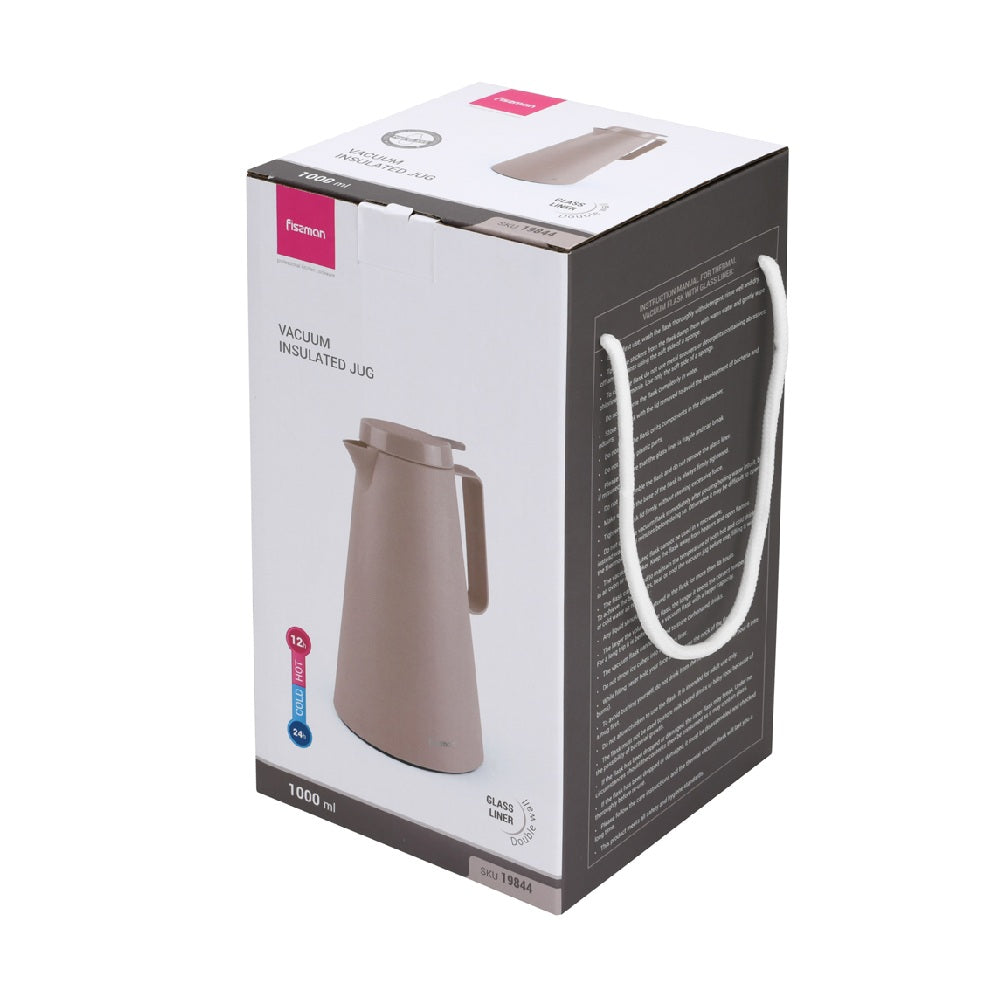 Thermo Jarra 1000 ml Beige con revestimiento de vidrio