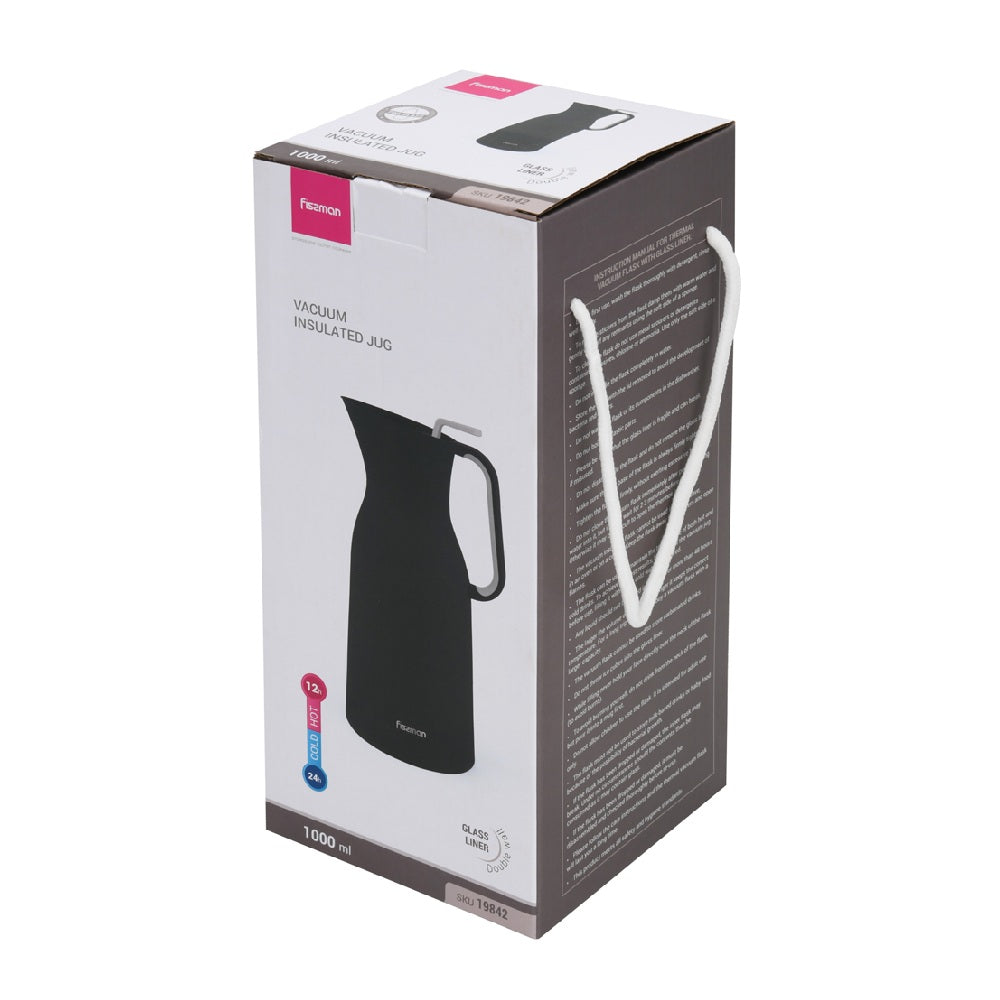 Thermo Jarra 1000 ml Negro con revestimiento de vidrio