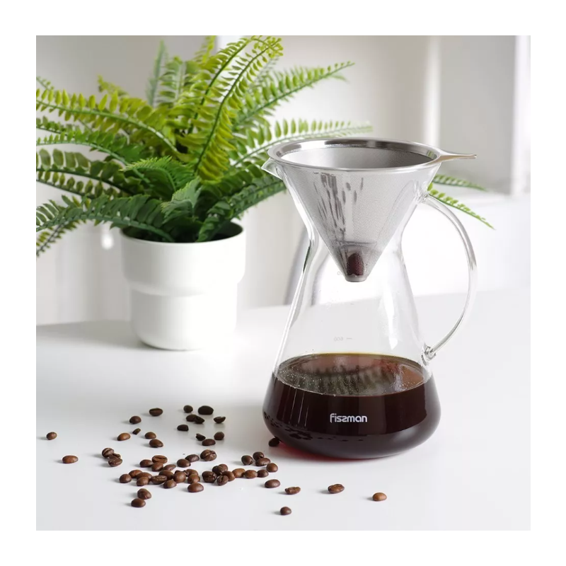 Cafetera Manual Pour Over 900ml Filtro De Acero Fissman